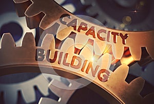 Capacity Building Concept. Golden Gears. 3D Illustration.