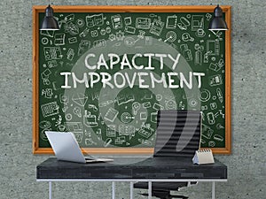 Capacity Improvement - Hand Drawn on Green Chalkboard. 3D.