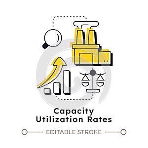 Capacity utilization rates modern linear concept icon