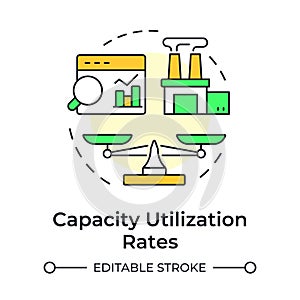Capacity utilization rates multi color concept icon