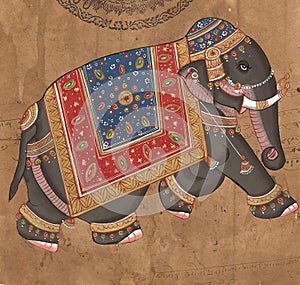 Caparisoned elephant on parade