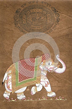 Caparisoned elephant on parade