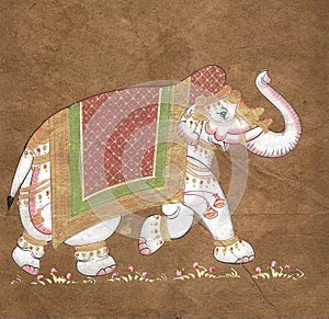 Caparisoned elephant on parade