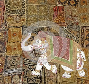 Caparisoned elephants on parade