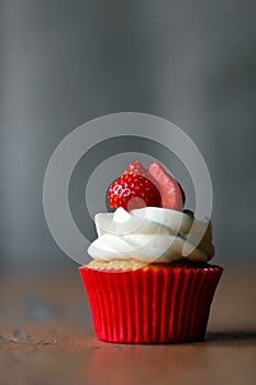 Capcake with strawberries