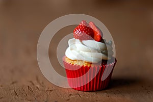 Capcake with strawberries