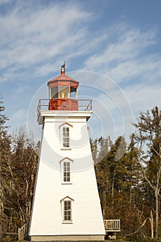 Cape Bear Lighthouse, PEI against blue skies