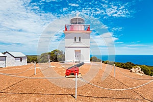 Cape Borda square lighthouse with cannon, Kangaroo Island