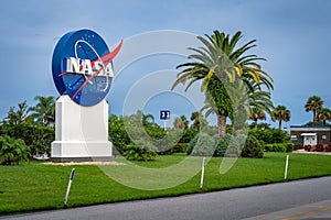 Cape Canaveral, Florida, USA - NASA sign in Kennedy Space center