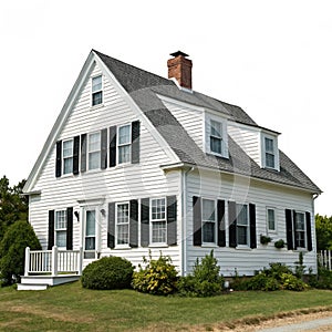 Cape Cod house isolated on white background photo