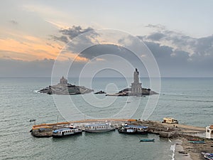 Cape Comorin Kanyakumari, India, West Bengal Tamil Nadu, March, 15, 2019. Sunrise at Cape Comorin Kanyakumari. The southern