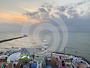 Cape Comorin Kanyakumari, India, West Bengal Tamil Nadu, March, 15, 2019. Sunrise at Cape Comorin Kanyakumari. The southern