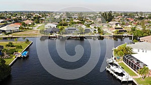 Cape Coral, Florida, Waterfront View, Aerial Flying, Amazing Landscape