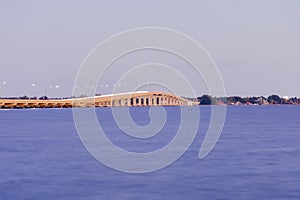 Cape Coral Midpoint Bridge at moonrise long exposure.