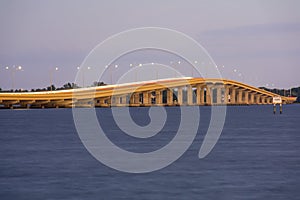 Cape Coral Midpoint Bridge at moonrise long exposure.