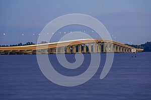 Cape Coral Midpoint Bridge at moonrise long exposure.