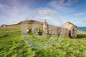 Cape Cornwall and church in cornwall england uk kernow