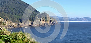 Cape Falcon viewpoint Oregon coast panorama.