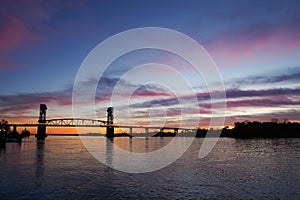 Cape Fear river bridge at sunset, Wilmington
