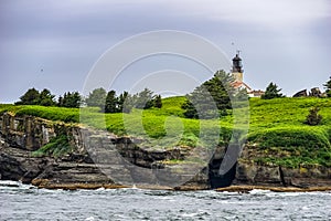 Cape Flattery lighthouse on Tatoosh Island, Olympic Peninsula, Washington state, USA photo