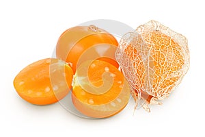 Cape gooseberry or physalis isolated on white background wit full depth of field