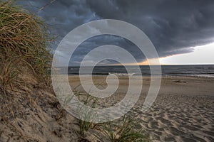 Cape Hatteras dramatic sky at beach