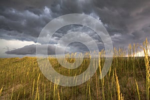 Cape Hatteras dramatic storm clouds at beach