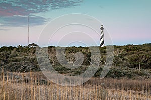 Cape Hatteras Lighthouse Pastel Sky Maritime Trees