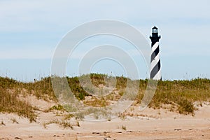 Cape Hatteras Lighthouse seen from beach NC USA