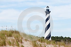 Cape Hatteras Lighthouse seen from beach NC USA