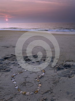 Cape Hatteras sunset with stone heart