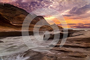 Cape Kiwanda Sunset along Oregon coast USA