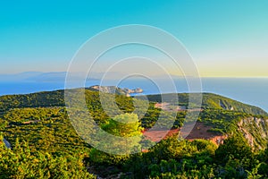 Cape Lefkatas during golden hour on the island of Lefkada in Greece