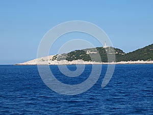 Cape Lefkatas (or Kavo doukato) and the lighthouse in the south part of Lefkada island, Greece