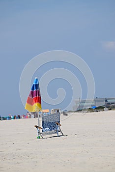 Cape may Beach umbrella and beach chair