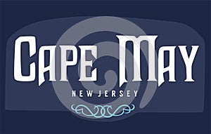 Cape May New Jersey with blue background