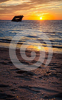 Cape may sunset beach with the shipwreck