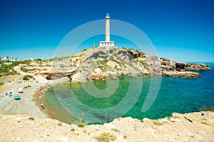 Cape Palos (Cabo de Palos) lighthouse and beach, Spain photo