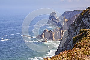 Cape Rock Cliffs, Atlantic Ocean, Portugal.