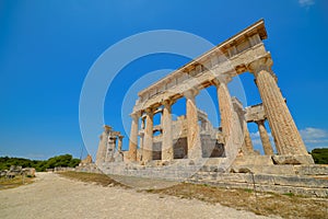 Cape Sounion. The site of ruins of an ancient Greek temple of Poseidon, the god of the sea in classical mythology.