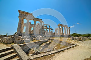 Cape Sounion. The site of ruins of an ancient Greek temple of Poseidon, the god of the sea in classical mythology.