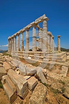 Cape Sounion. The site of ruins of an ancient Greek temple of Poseidon, the god of the sea in classical mythology.