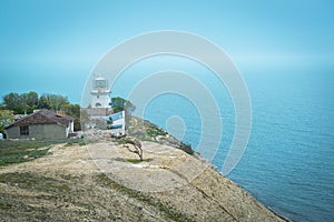 Cape St. Elias with lighthouse in Feodosia, Crimea