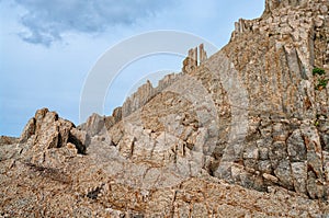 Cape Stolbchaty, geographic cape on the east shore of Kunashir Island of Sakhalin Oblast, Russia