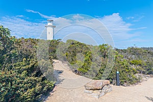 Cape Tourville Lighthouse at Freycinet National Park in Tasmania, Australia