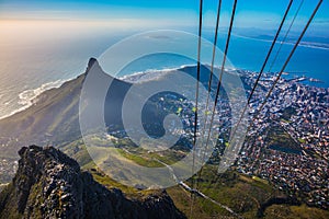 Cape Town from cable car cabin