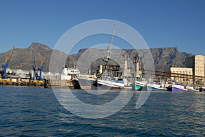 Cape Town, docks and port with Table Mountain, Western Cape, South Africa