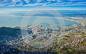 Cape Town skyline and its stunning bay from Table Mountain, South Africa