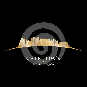 Cape Town South Africa city skyline silhouette black background