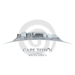 Cape Town South Africa city skyline silhouette white background